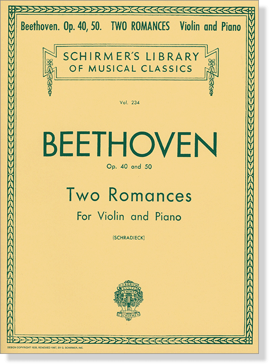 Beethoven Two Romances, for Violin and Piano Op. 40 and 50