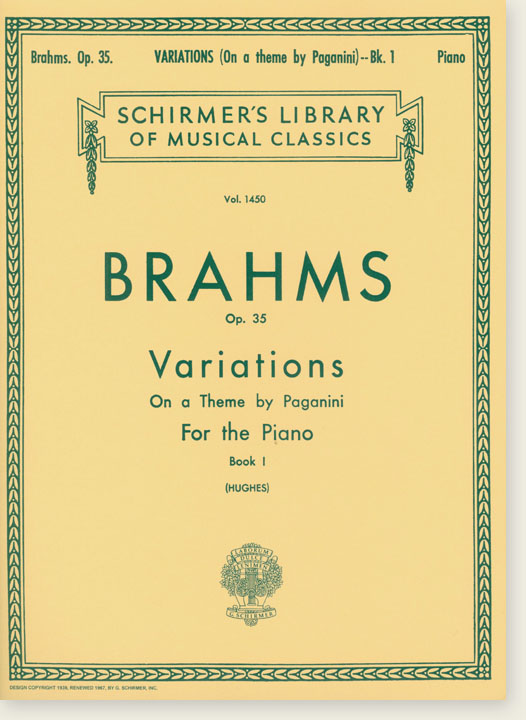 Brahms Variations on a Theme by Paganini, for the Piano, Op. 35 Book Ⅰ