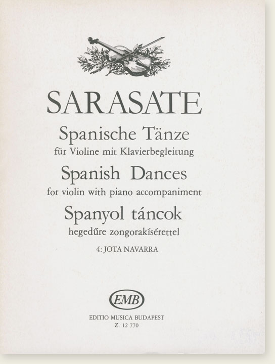 Sarasate Spanish Dances for Violin with Piano Accompaniment 4: Jota Navarra