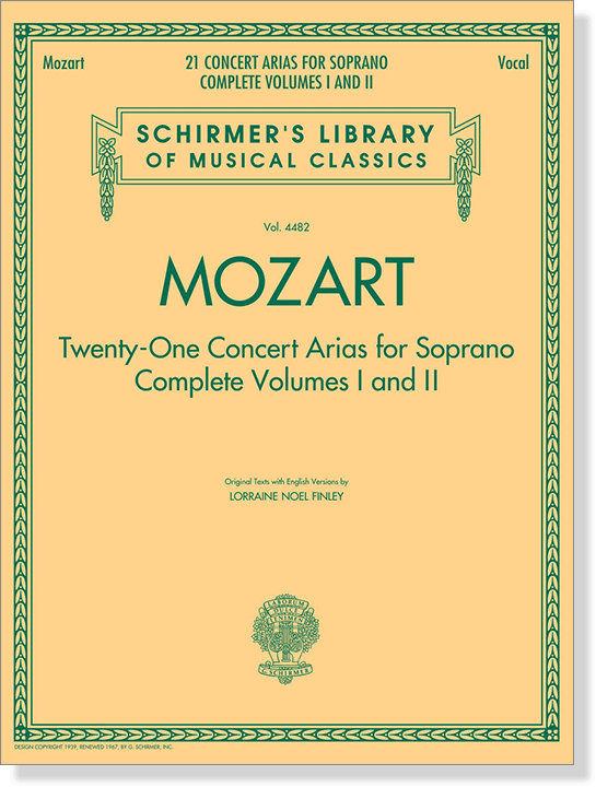 Mozart【Twenty-One Concert Arias】for Soprano, Complete Volumes Ⅰ and Ⅱ