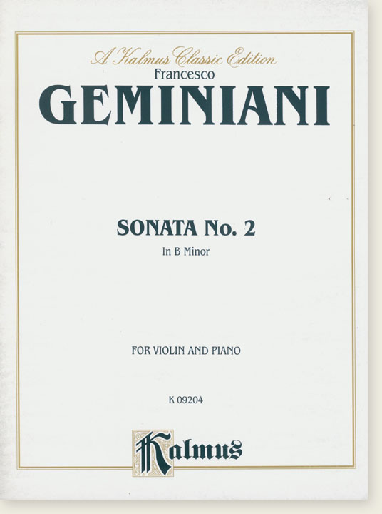 Geminiani Sonata No. 2 in B Minor for Violin and Piano