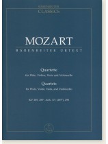Mozart【Quartets(K.285, K.285a,Anh.171(285b), k.298】for Flute, Violin, Viola and Violoncello Mozart【Quartets(K.285, K.285a,Anh.171(285b), k.298】for Flute, Violin, Viola and Violoncello