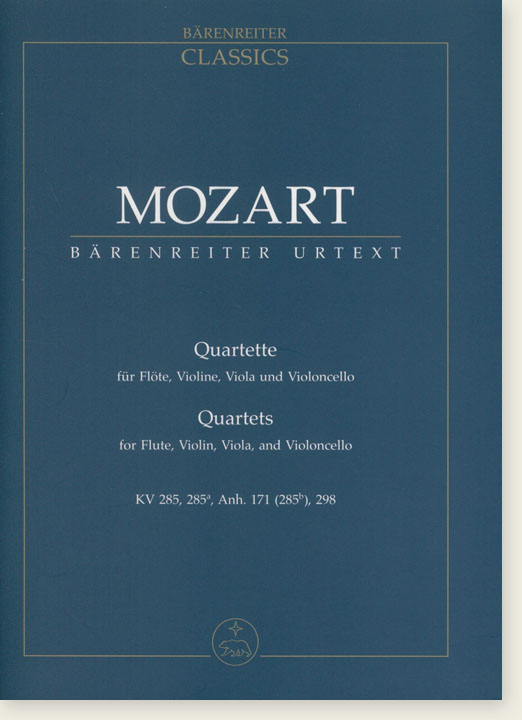 Mozart【Quartets(K.285, K.285a,Anh.171(285b), k.298】for Flute, Violin, Viola and Violoncello