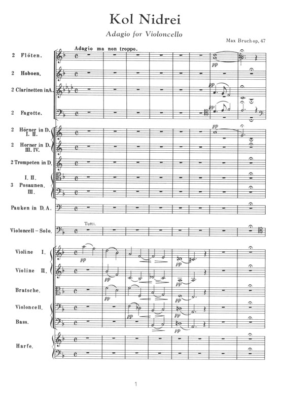 Bruch【Kol Nidrei】Adagio for Violoncello コール ニドライ／