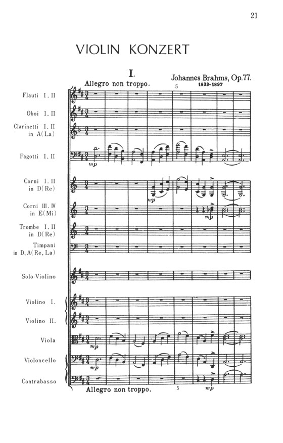 Brahms【Violinkonzert D dur op.77】 ブラームス バイオリン協奏曲 ニ長調 作品77