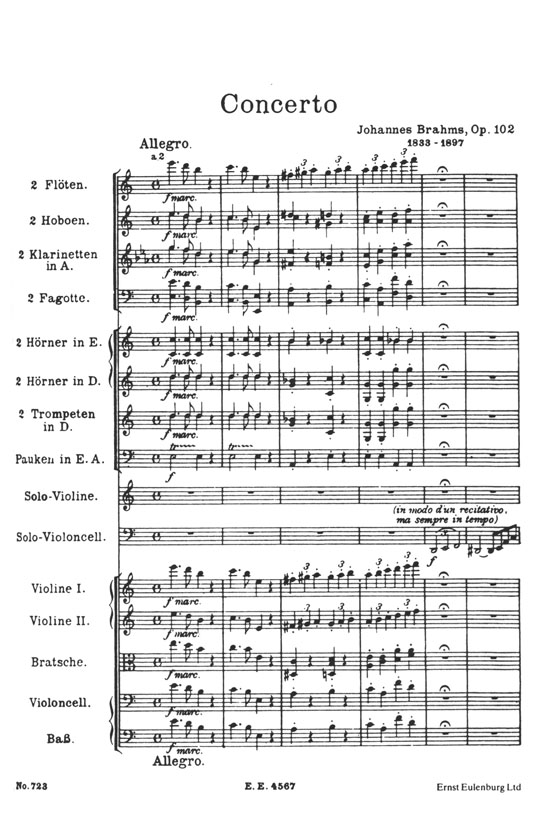 Brahms【Concerto A minor Op.102】for Violin, Violoncello and Orchestra ブラームス ドッペル・コンチェルト イ短調 Brahms【Concerto A minor Op.102】for Violin, Violoncello and Orchestra ブラームス ドッペル・コンチェルト イ短調