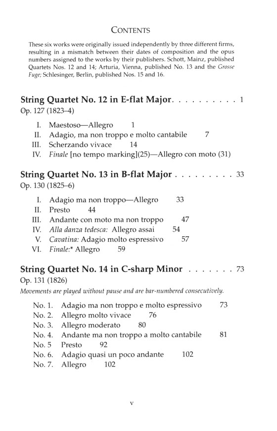 Beethoven【Late String Quartets and the Grosse Fuge, Opp. 127, 130-133, 135】