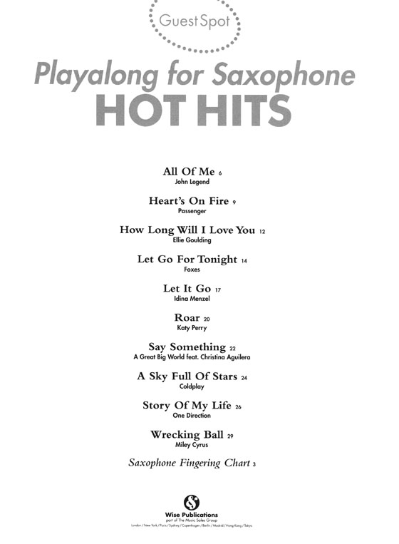 Guest Spot : Playalong for Alto Saxophone Hot Hits【Download Card+樂譜】