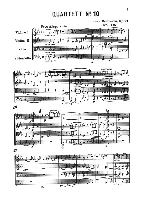 Beethoven【String Quartet No.10 in E-flat Major Opus 74】Miniature Score