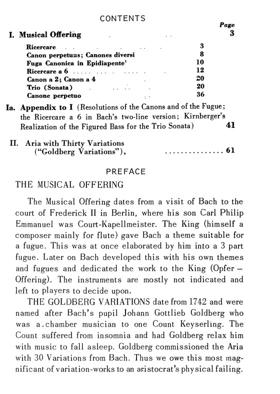 Bach【The Musical Offering and The Goldberg Variations】Miniature Score 總譜