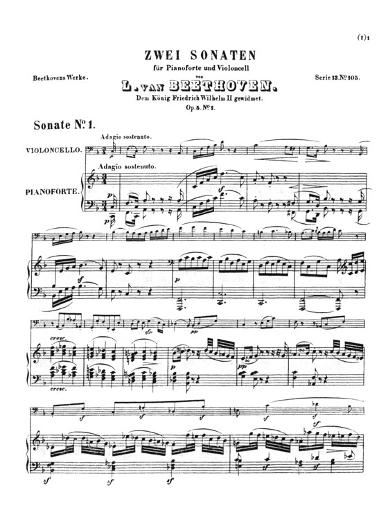 Beethoven【The Five Sonatas】for Cello and Piano ,Miniature Score
