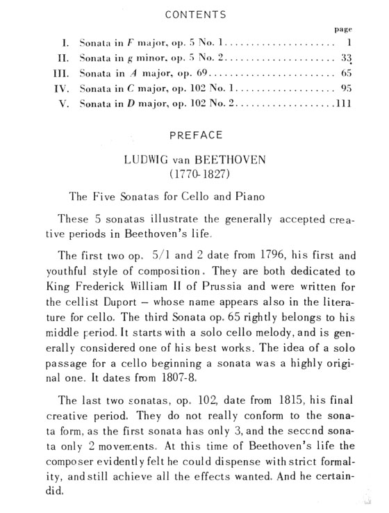 Beethoven【The Five Sonatas】for Cello and Piano ,Miniature Score