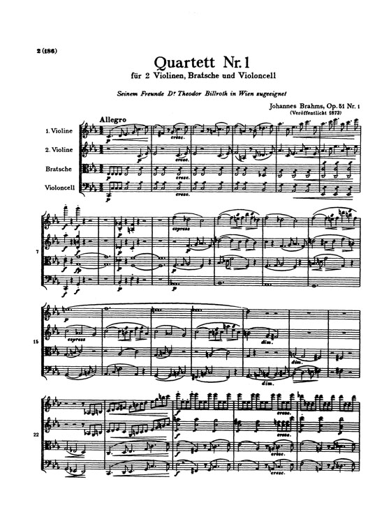 Brahms【Three Quartets】Op. 51, Nos. 1 & 2, Op. 67 , Miniature Score