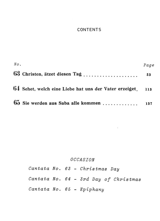 Bach【Cantatas Nos. 63-65】Volume 18 , Miniature Score