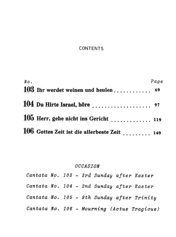 Bach【Cantatas Nos. 103-106】Volume ⅩⅩⅩ , Miniature Score