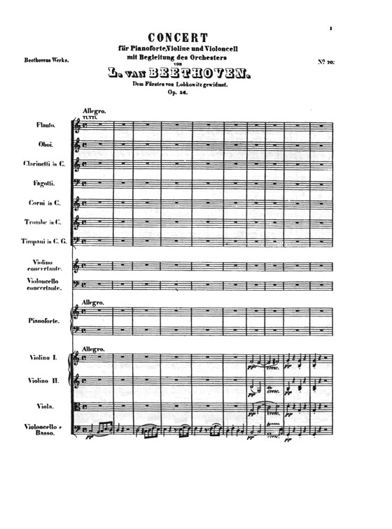 Beethoven【Triple Concerto】for Piano, Violin and Cello, Opus 56 Miniature Score Beethoven【Triple Concerto】for Piano, Violin and Cello, Opus 56 Miniature Score