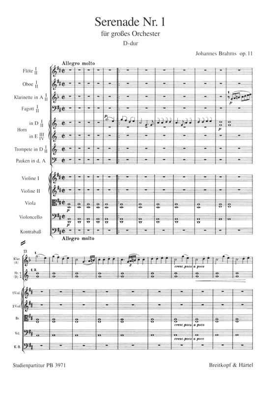 Brahms【Serenade Nr.1】für großes Orchester D-dur, Op. 11