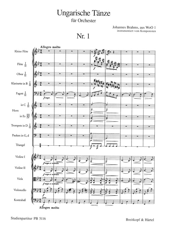 Brahms【Ungarische Tänze Nr.1, 3, 10】für Orchester aus WoO 1 Brahms【Ungarische Tänze Nr.1, 3, 10】für Orchester aus WoO 1