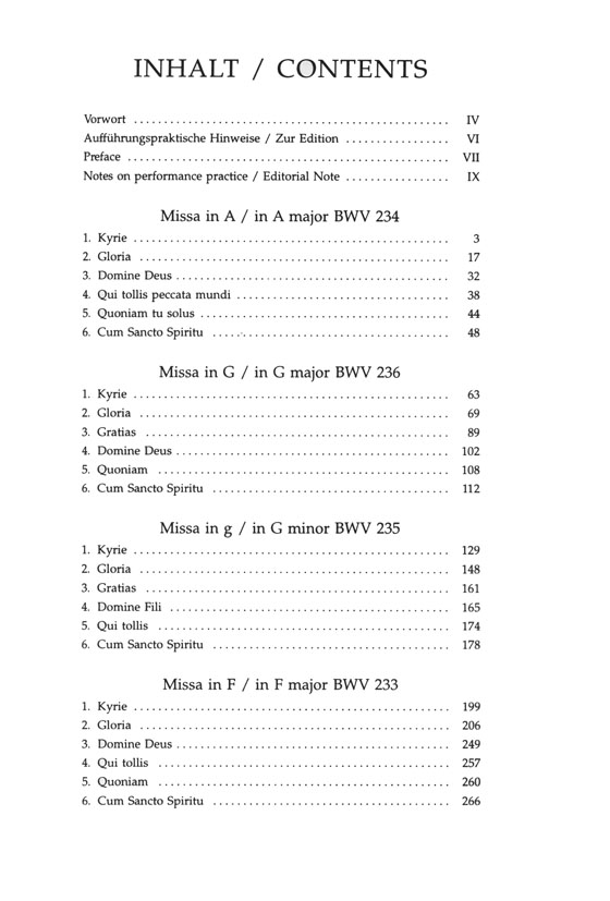 Bach‧Lutherische Messen／Lutheran Masses‧BWV 233-236