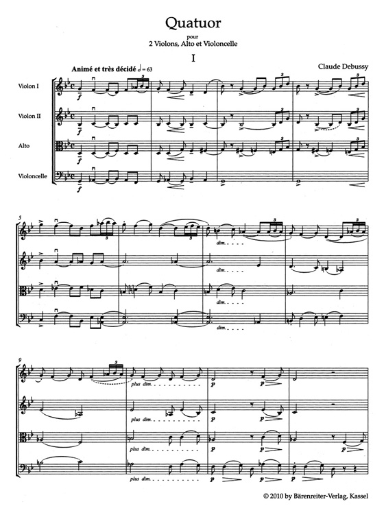 Debussy【Quatuor】pour 2 Violins, Alto et Violoncelle, Op. 10 Debussy【Quatuor】pour 2 Violins, Alto et Violoncelle, Op. 10