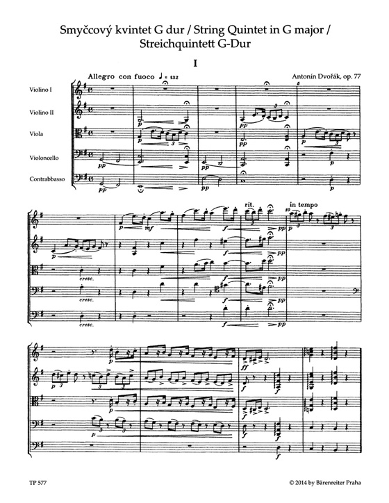 Dvořák【Smyčcový kvintet G dur, Op. 77】