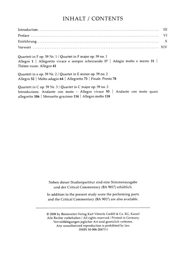 Beethoven【Streichquartett/String Quartets Op.59】 Beethoven【Streichquartett/String Quartets Op.59】