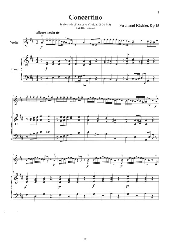 庫勒 小提琴小協奏曲 Op. 12, 15