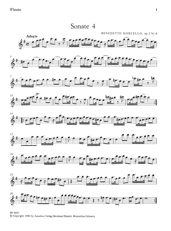 Marcello Zwölf Sonaten für Altblockflöte oder Querflöte und Basso Continuo Ⅱ