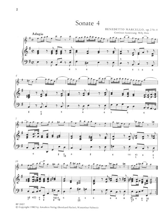 Marcello Zwölf Sonaten für Altblockflöte oder Querflöte und Basso Continuo Ⅱ
