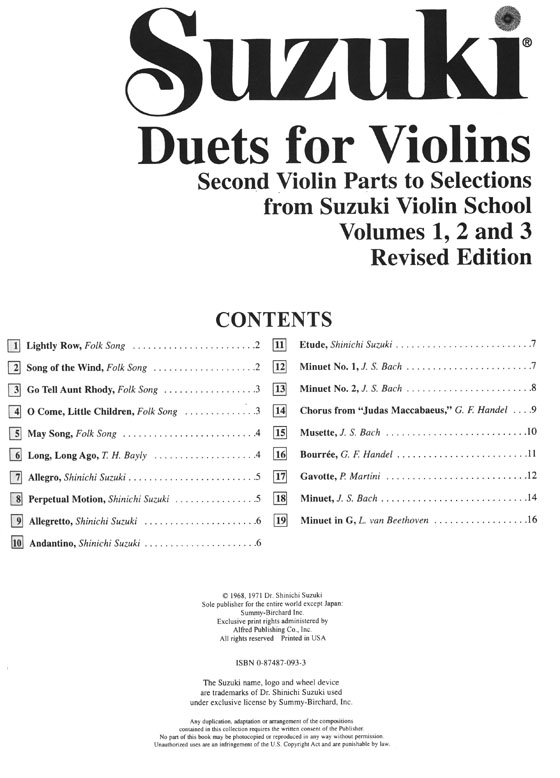 Suzuki Duets for Violins