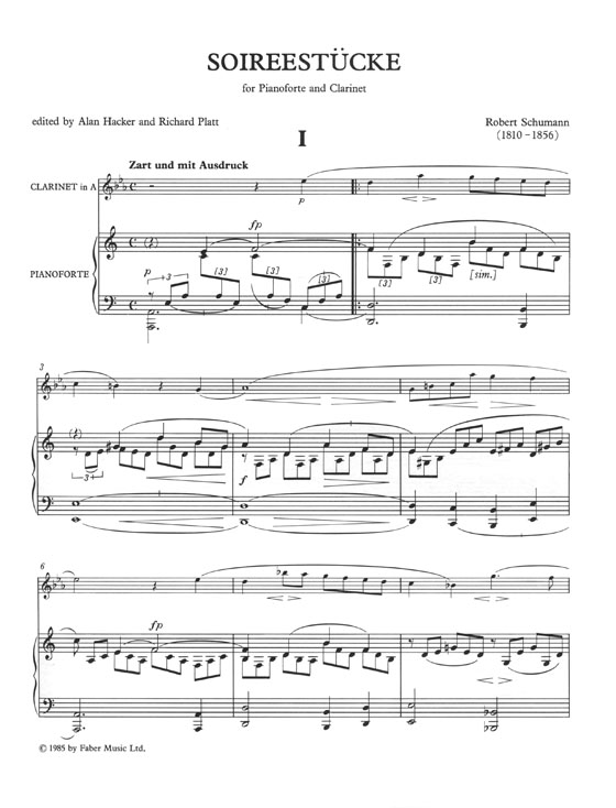 Robert Schumann Soiréestücke Op. 73 for Clarinet (A to B♭) and Piano
