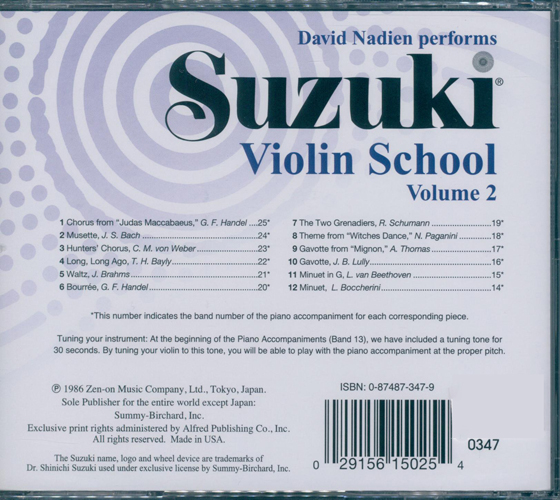 Suzuki Violin School Volume 2【CD】0347