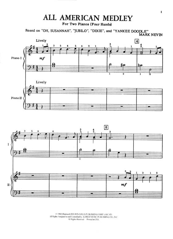 All American Medley Two Pianos, Four Hands Early Intermediate