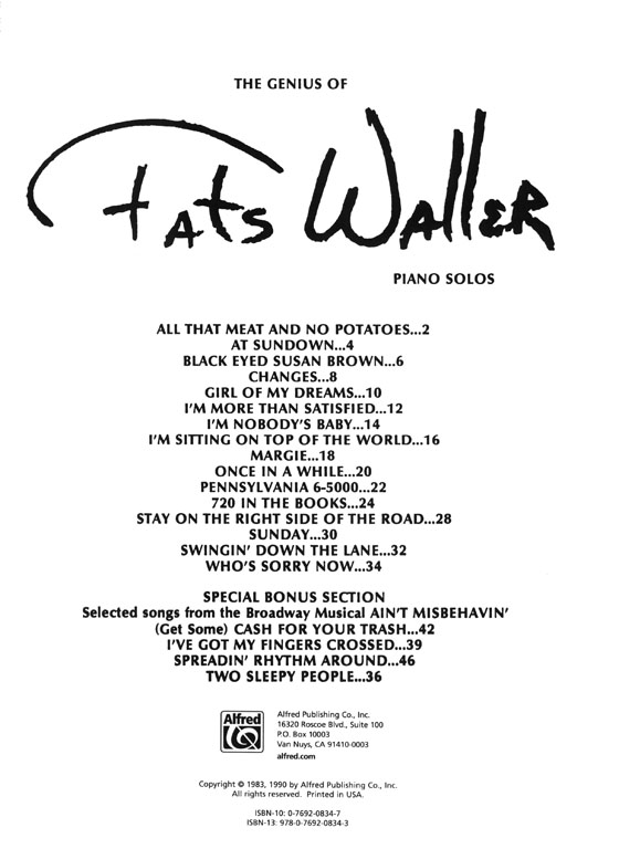 The Genius of Thomas “Fats” Waller Piano Solo