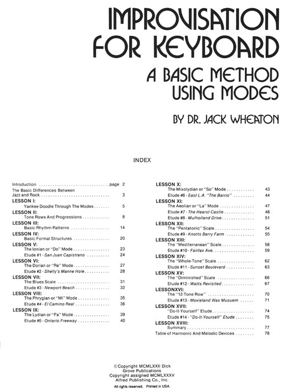 Improvisation for Keyboard A Basic Method Using Modes