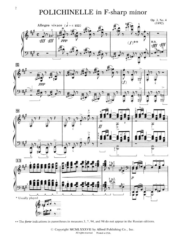 Rachmaninoff【Polichinelle in F-sharp Minor】for the Keyboard , Op. 3 No. 4