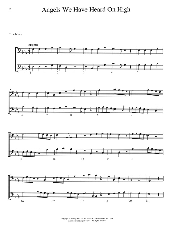 Christmas Carols for Two , Easy duets【Trombones】