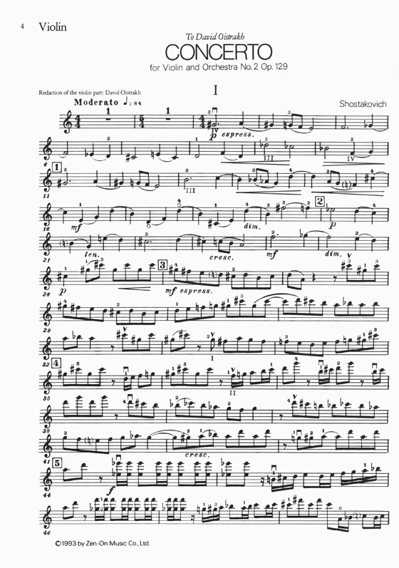 Shostakovich Concerto for Violin and Orchestra No.2 , Op.129／ショスタコービッチ バイオリン協奏曲 2 作品129