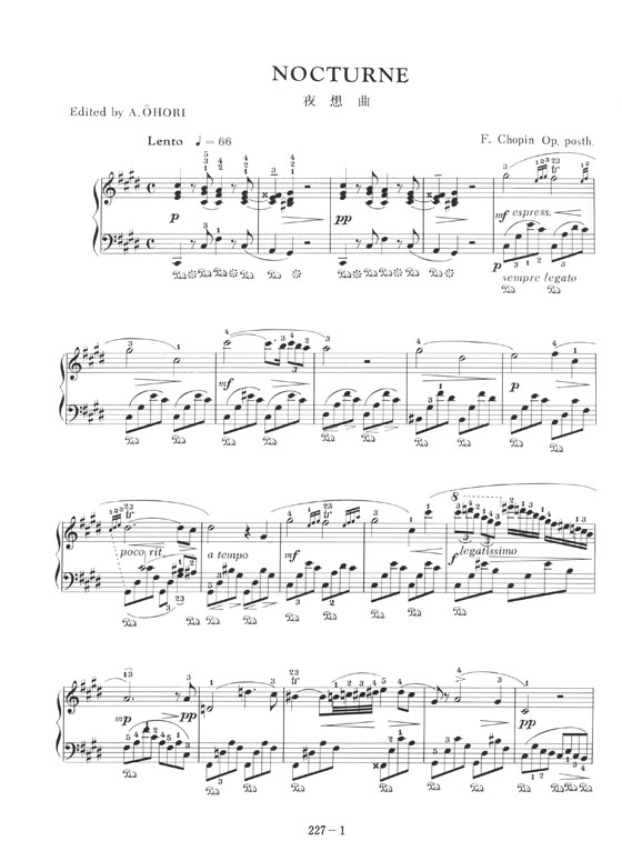 F. Chopin Nocturne Posth. 夜想曲 嬰ハ短調 遺作 for Piano