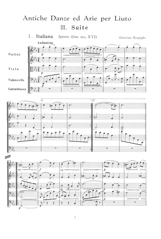 Respighi Antiche Danze ed Arie per Liuto Ⅲ Suite/リュートのための古い舞曲とアリア 第3組曲 Respighi Antiche Danze ed Arie per Liuto Ⅲ Suite/リュートのための古い舞曲とアリア 第3組曲