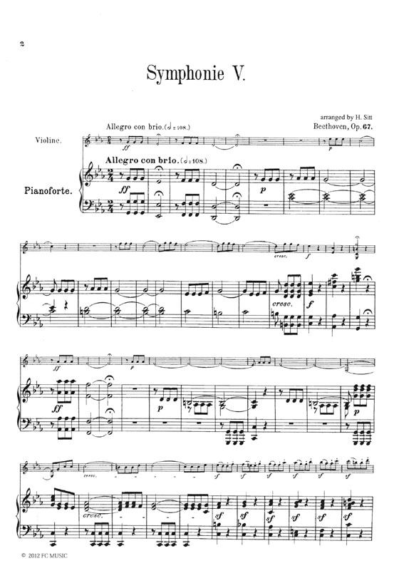Beethoven Symphony No. 5／交響曲 第5番「運命」全楽章 for Violin & Piano