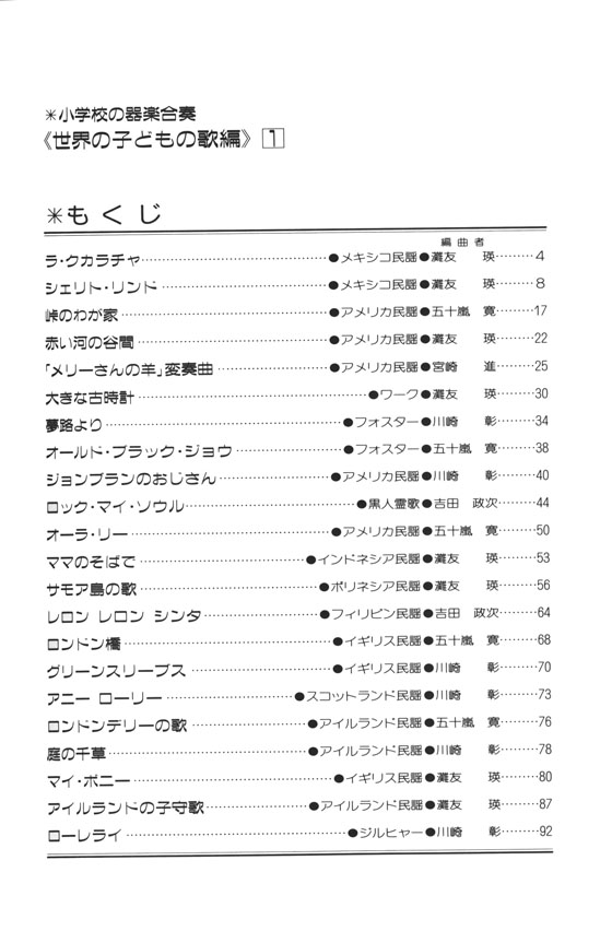 小編成 小学校の器楽合奏 世界の子どもの歌編 1