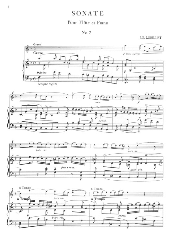 J. B. Loeillet Sonate No. 7 pour Flûte et Piano