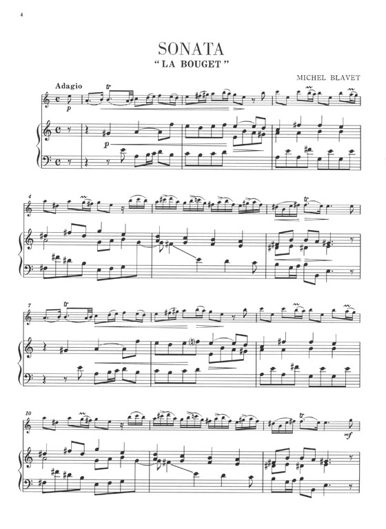 Michel Blavet Sonata La Bouget Op. 2~6 for Flute and Piano