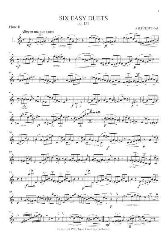 A. B. Fürstenau Six Duets OP. 137 for Two Flutes Vol. Ⅰ