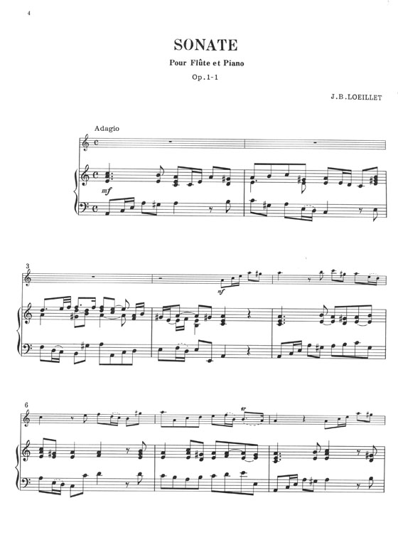 J. B. Loeillet Sonate Op. 1-1 pour Flûte et Piano