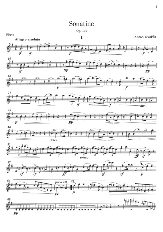 Antonín Dvorák Sonatina for Flute and Piano Op. 100