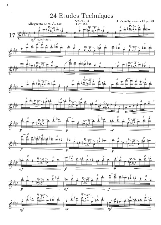 C. J. Andersen 24 Etudes for the Flute Op. 63 Vol. 3