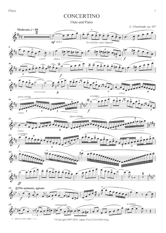 C. Chaminade Concertino for Flute and Piano Op. 107