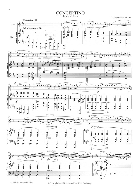 C. Chaminade Concertino for Flute and Piano Op. 107